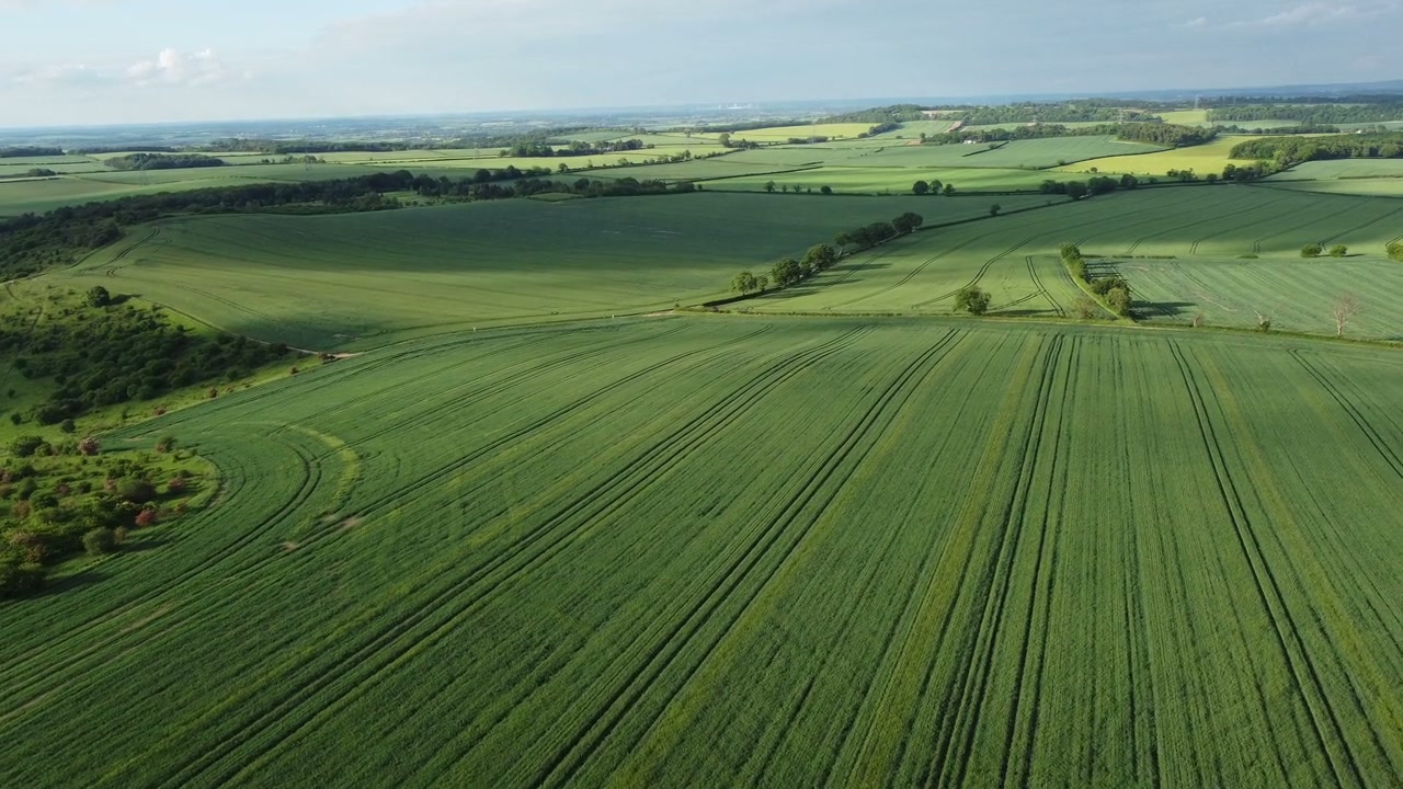 Aerial view of open farmland